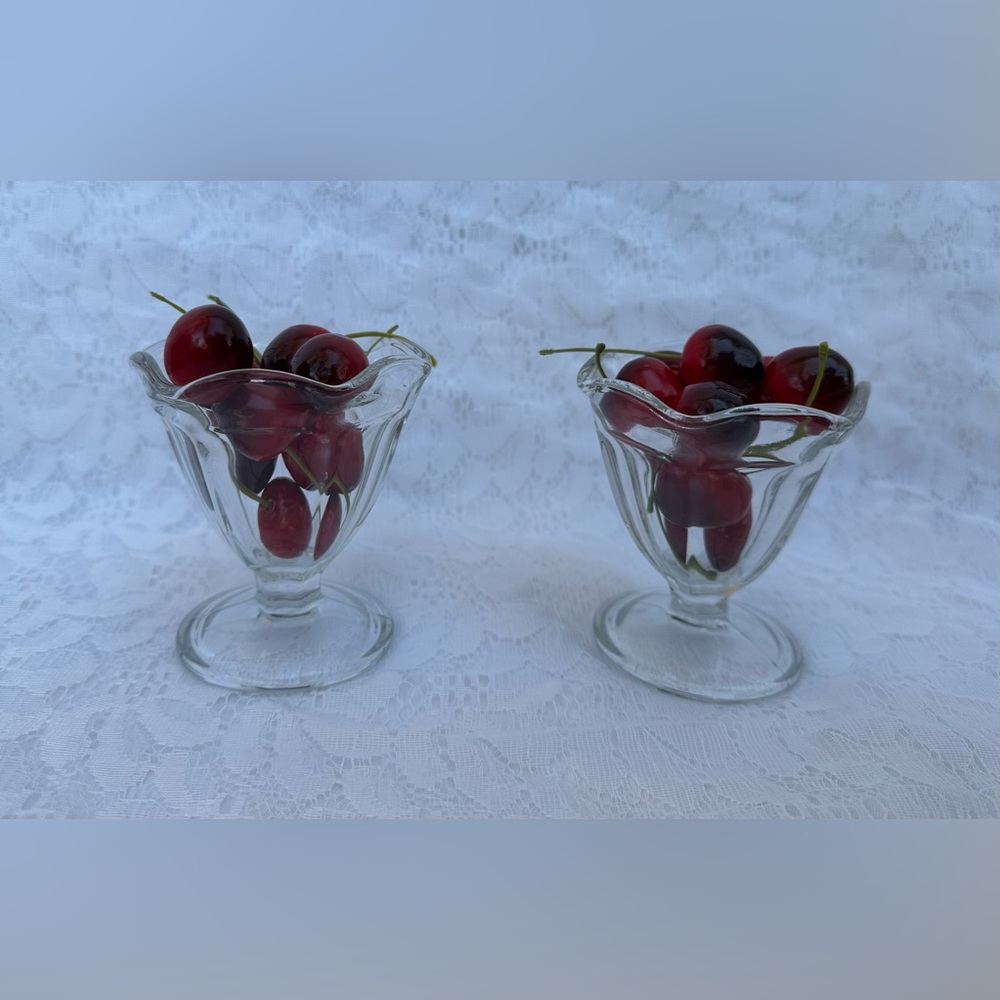 Two Ice Cream Sundae Dishes by Anchor Hocking